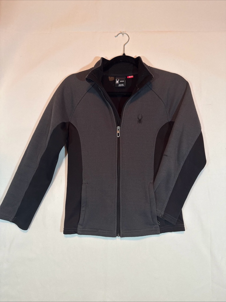 Spyder Full Zip Jacket - Youth M - Outdoor Activewear Sport School Black Grey